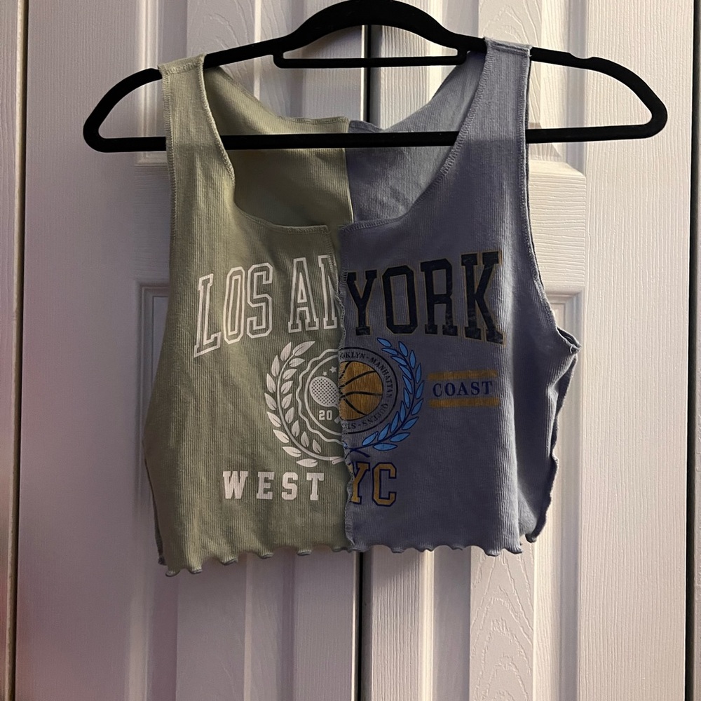 Blue and green Los Angeles/ New York tank top!